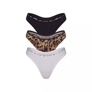 Dolce & Gabbana Black, Leopard, and White Thong Panties Set Small